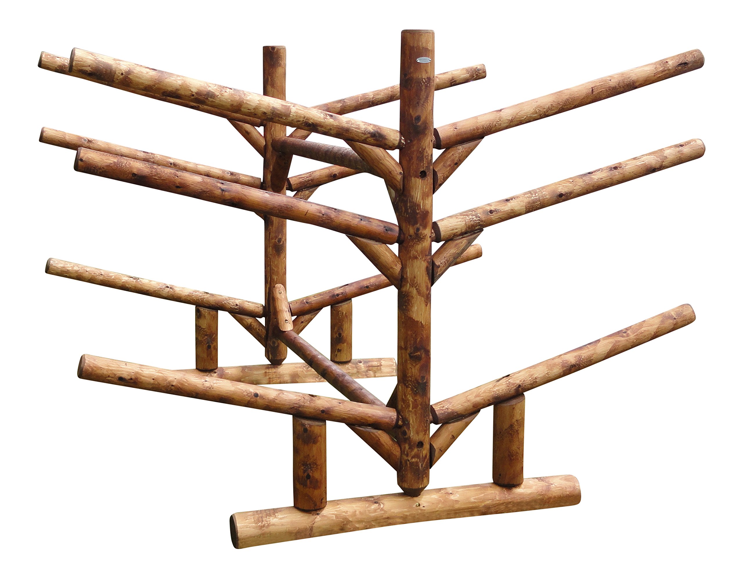 Log Kayak Rack - 6-Place Kayak Holders and SUP Rack for 4 Kayaks + 2 Paddleboards, Freestanding Outdoor Canoe Storage Rack, Indoor/Outdoor Surfboard Rack for Garage or Dock, Canoe Stand - Canyon Brown