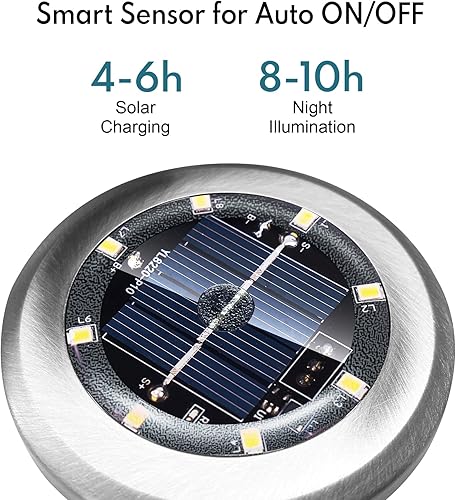 Miniatura 3 de PASAMIC Paquete de 20 luces solares de tierra, 8 luces LED solares impermeables para jardín, luces brillantes para exteriores, iluminación de