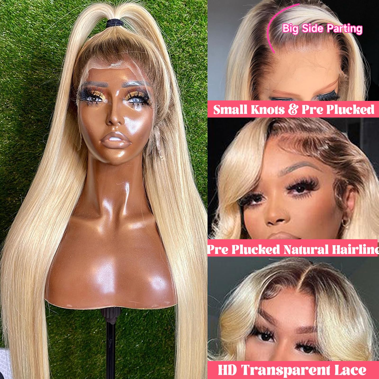 ✨24” BLONDE OMBRÉ STRAIGHT LACE FRONT WIG *NEW* Lace Front Wig Ombre Blonde Straight Human Hair Wigs  main image 2