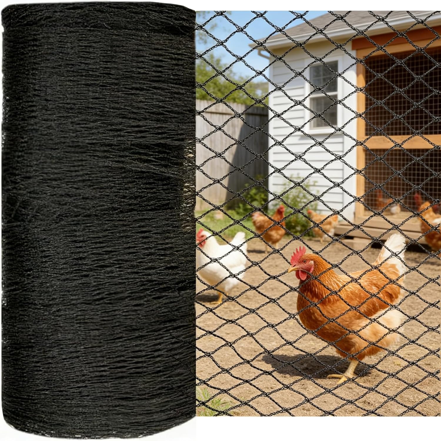 Bird Netting for Chicken Coop 25x100 FT, 1 in Mesh Chicken Run Netting Roof Cover Against Hawks, Eagles, Owls, Strong Woven Bird Netting for Garden, Fruit Tree, Plant, Vegetable Protection