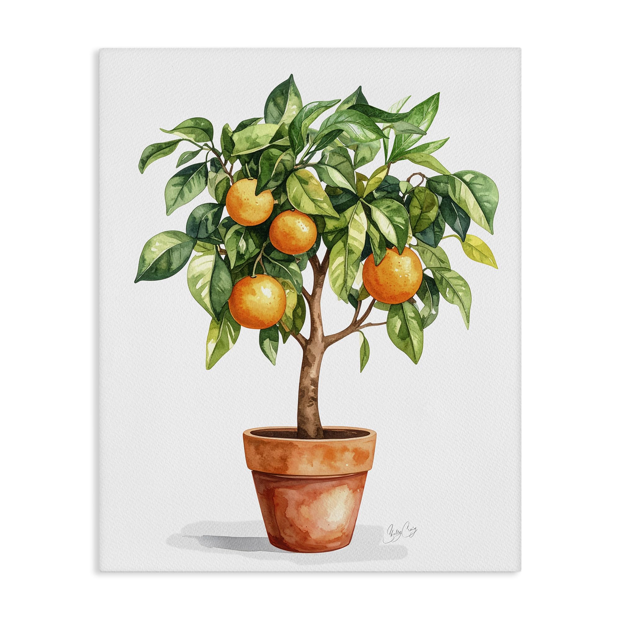 Stupell Industries Potted Orange Tree Painting 'Potted Orange Tree', Canvas Art, 16 X 20 Inches, Easy To Hang And Sturdy, Made In Usa, By Shelly Craig