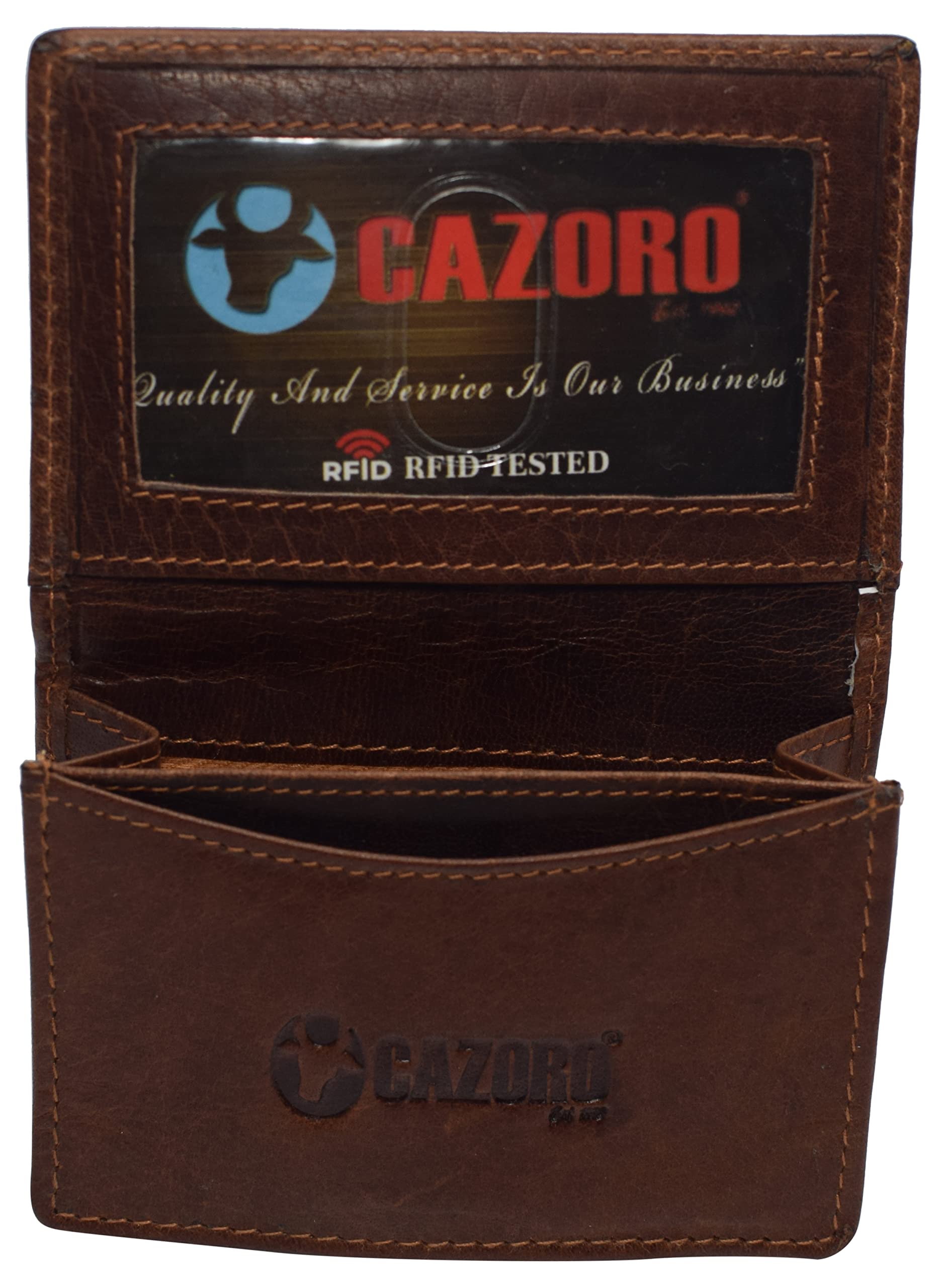 Swiss Marshall Men's RFID Blocking Premium Leather Expandable Small Credit Card ID Business Card Holder Wallet