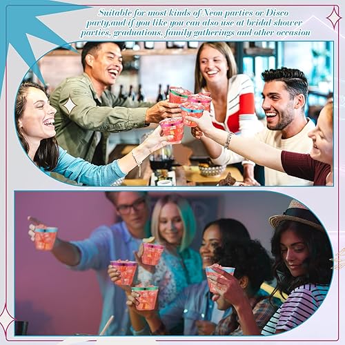 Miniatura 6 de Zhehao 100 vasos de plástico con borde de Navidad de 9 onzas, vasos de vino desechables transparentes, vasos de cóctel resistentes para bodas,