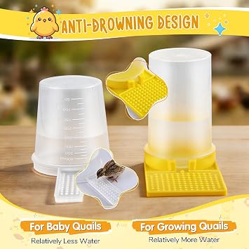 2 Pack Quail Water Feeder, Anti Drowning Design, 400ml