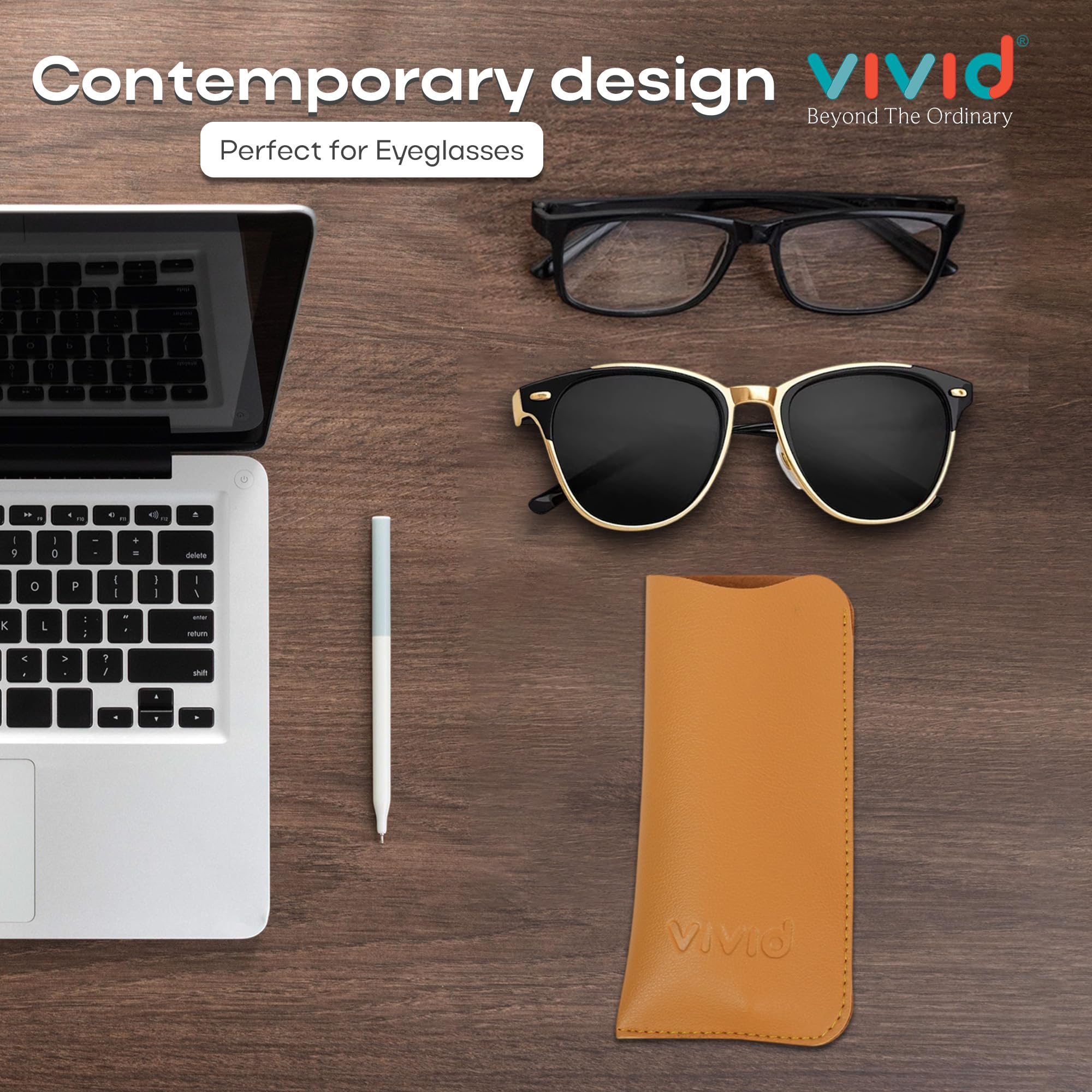 VIVID Vision Unisex Adult Lightweight Eyewear Specs Case Cover | Protect Eye Glasses | Chashma Dibbi | Spectacle Box | Open Flap | Artificial Leather | D-14 | Mustard 1