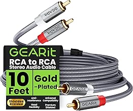 GEARit RCA Cable (10FT) 2RCA Male to 2RCA Male Stereo Audio Cables Shielded Braided RCA Stereo Cable for Home Theater, HDTV, Amplifiers, Hi-Fi Systems, Car Audio, Speakers, 10 Feet