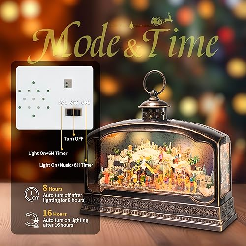 Miniatura 4 de Linterna grande de globo de nieve de Navidad con purpurina giratoria, decoración de Navidad para interiores, escena de pesebre, globos de nieve