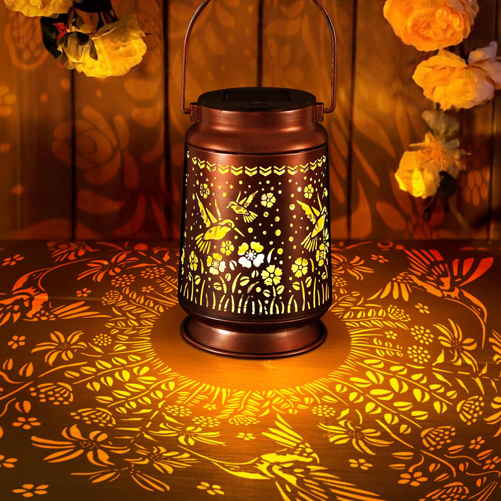 Solar Lanterns Outdoor Waterproof Gifts for Women Grandma Gifts for Mom Hummingbird Garden Decor Solar Hanging Lantern Metal