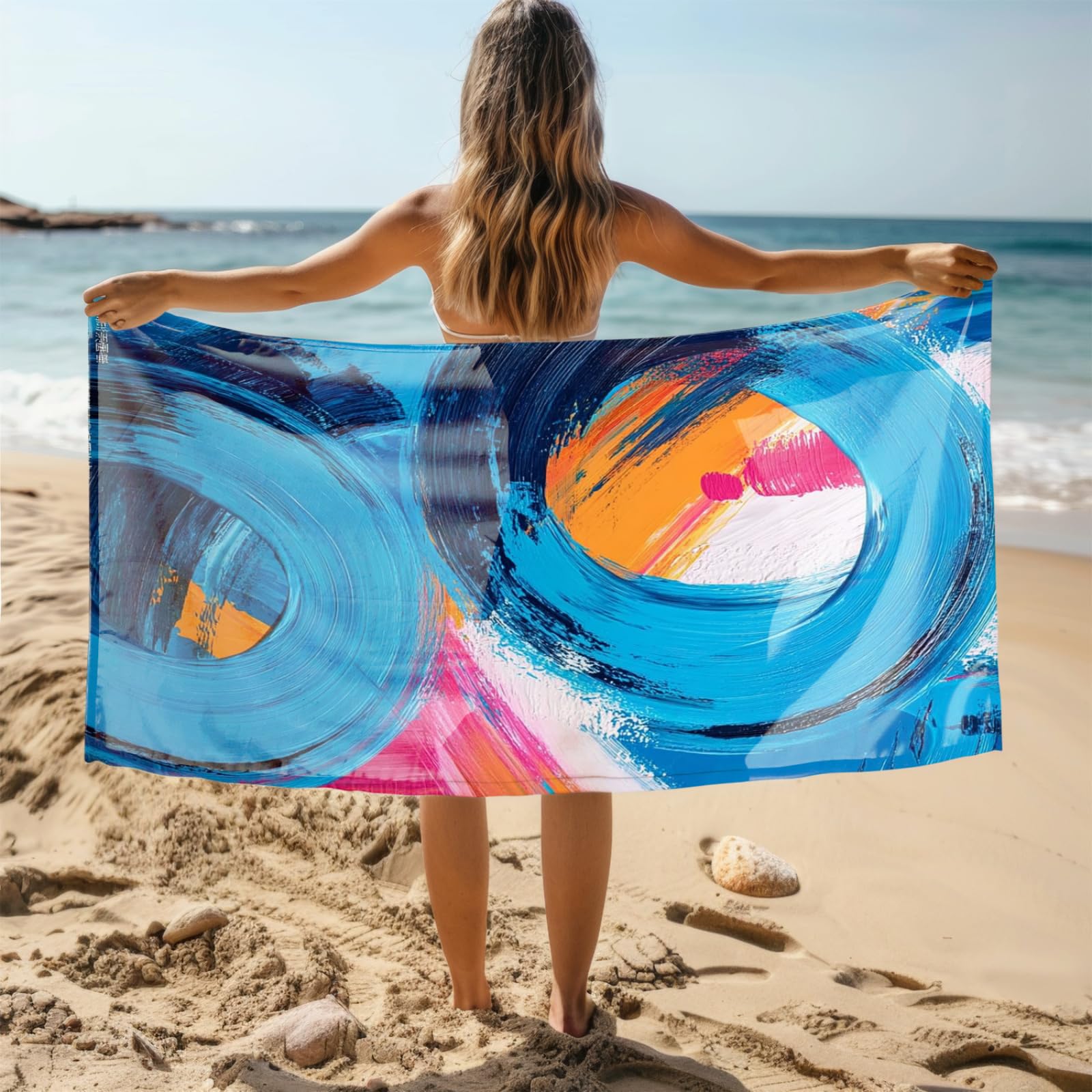 Genérico Toalla Playa 180X100 Abstracto Azul Claro Grande Toallas de Piscina Grandes Anti Arena Secado Rápido Gimnasio Hombre Mujer Lavable A Máquina Regalo