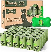 Blanlody Biodegradable Dog Poop Bags 450 Pcs Dog Poop Bags Extra Thick and Leak Proof, Scented Bags with Holder Suitable for Outdoor Use 30 x 22 cm