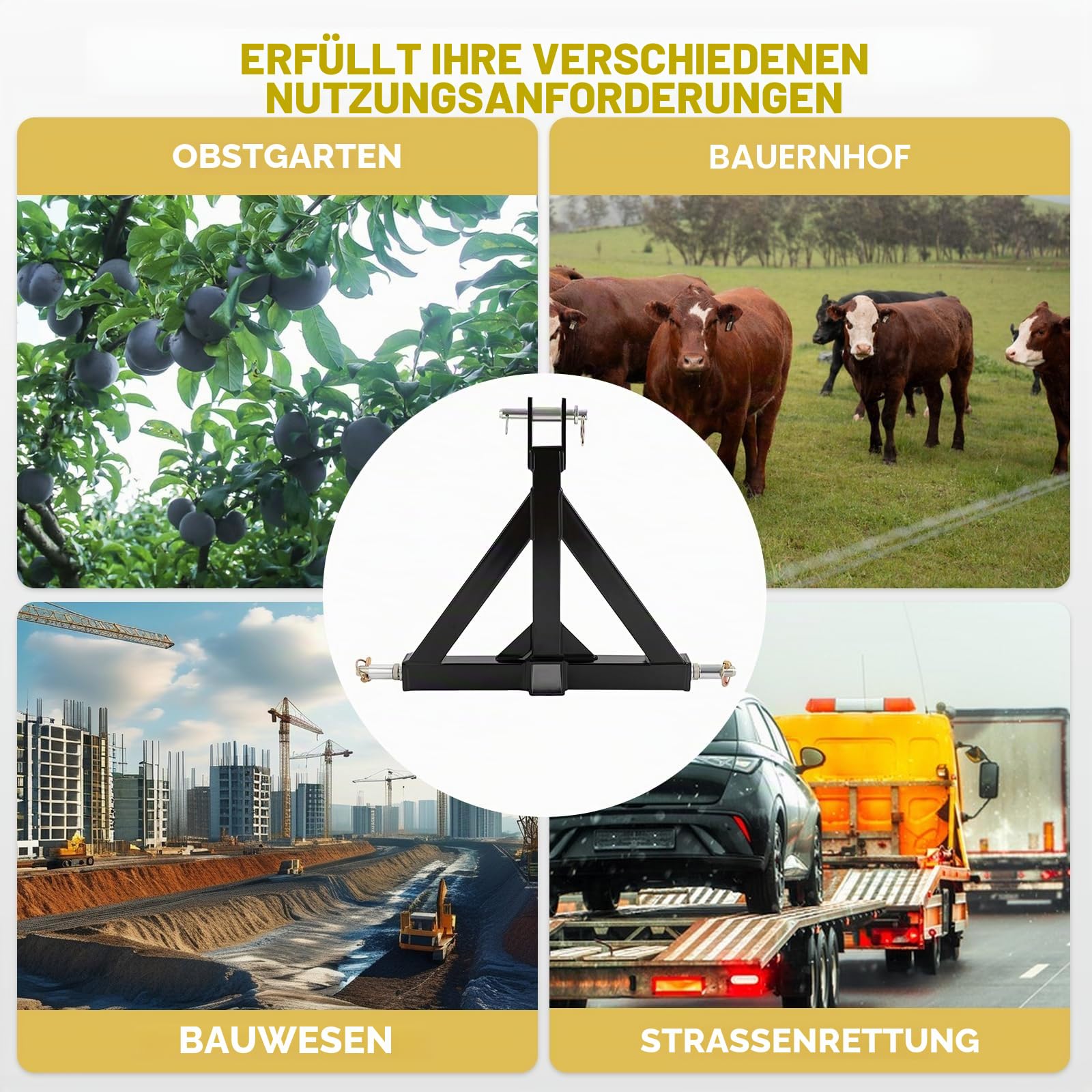 3-Punkt-Schnellkupplung Euroaufnahme Schlepper Anhängerkupplung Ständ Dreipunkt-Anhängerkupplung für Die Meisten Traktoren Und Anhänger