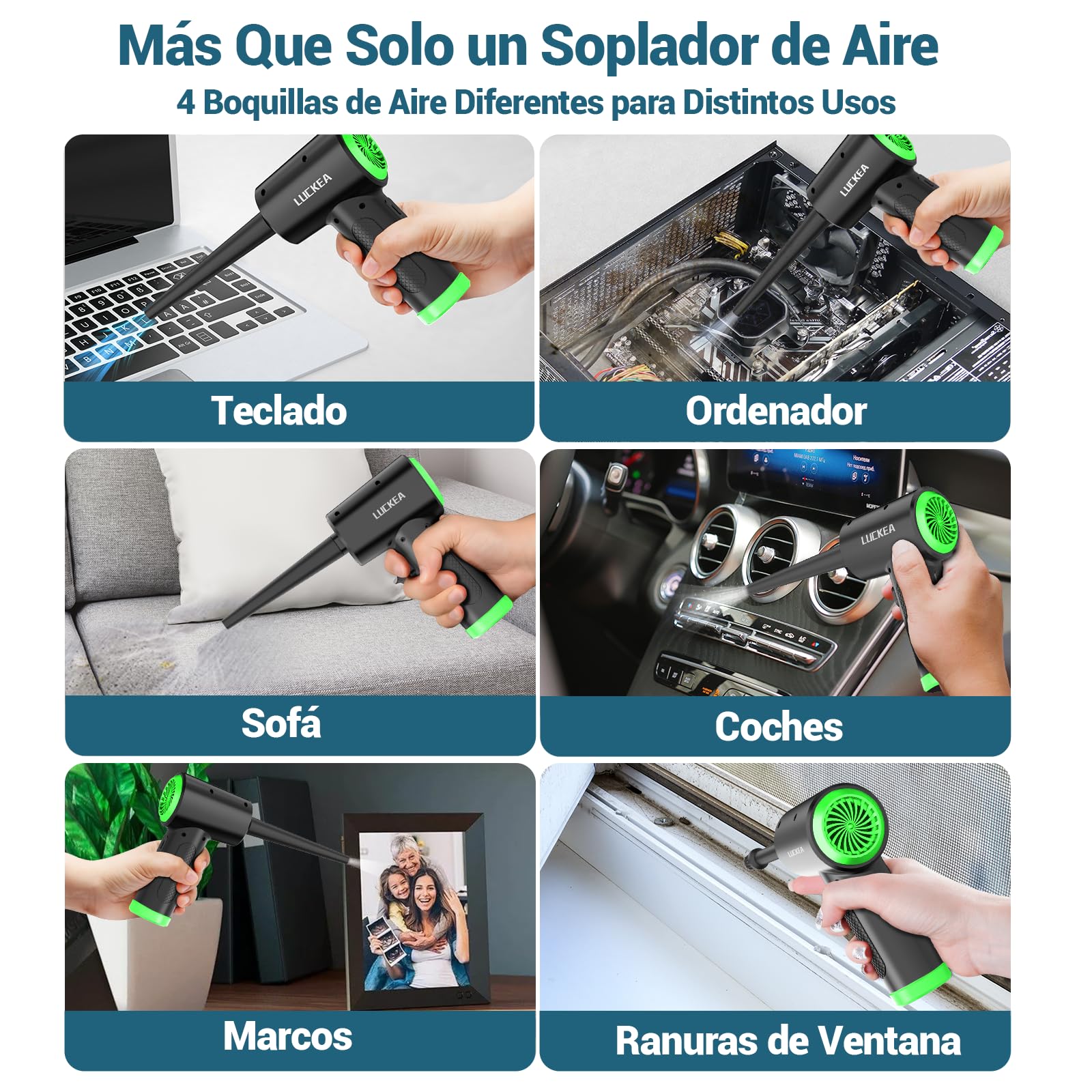 Aire Comprimido Limpieza PC Air Duster - 3 Velocidades Soplador de Aire Potente con Luz LED, 6000mAh, Soplador de Polvo Eléctrico, Alternativa al Spray Aire Comprimido o Compressed Air