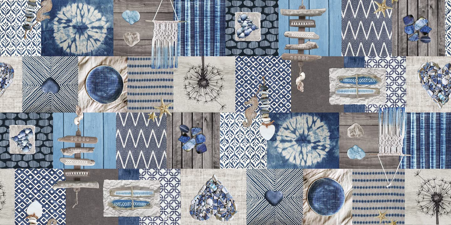 D-c-fix Wachstuchtischdecke Manhattan Victor Blau – 140x110 Cm, Vintage Stil, Lebensmittelecht & Abwaschbar