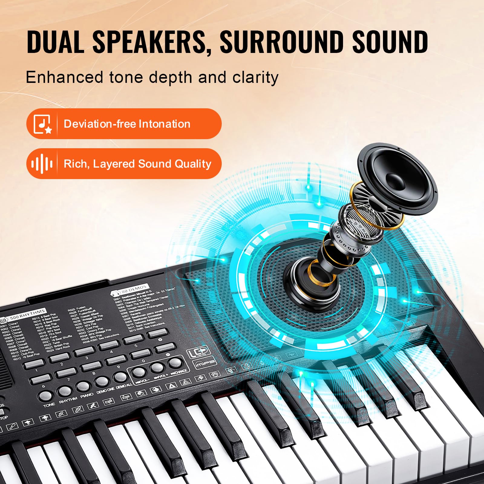 VEVOR Tastiera Pianoforte Digitale 88 Tasti Semi-pesati 1000 Suoni Bluetooth MIDI USB