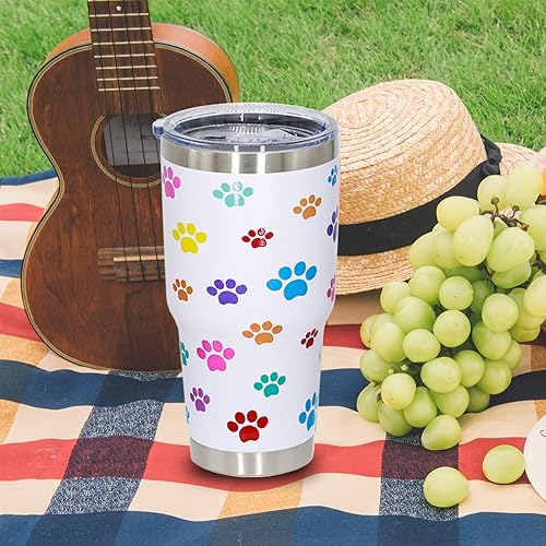 Miniatura 5 de Bonito vaso de 30 onzas para los amantes de los perros con patrón elevado 3D doble pared de acero inoxidable con aislamiento de alta calidad con