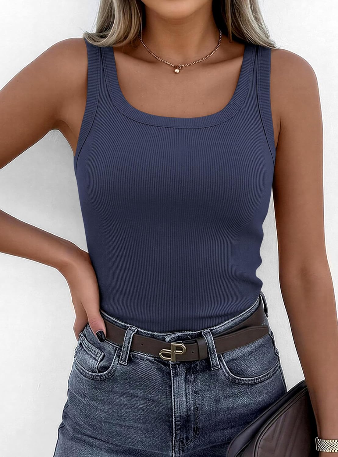 PRETTYGARDEN Tank Tops for Women 2026 Summer Sleeveless Scoop Neck Ribbed Tops Cute Spring Casual Fitted Basic Cami Shirts - Image 8