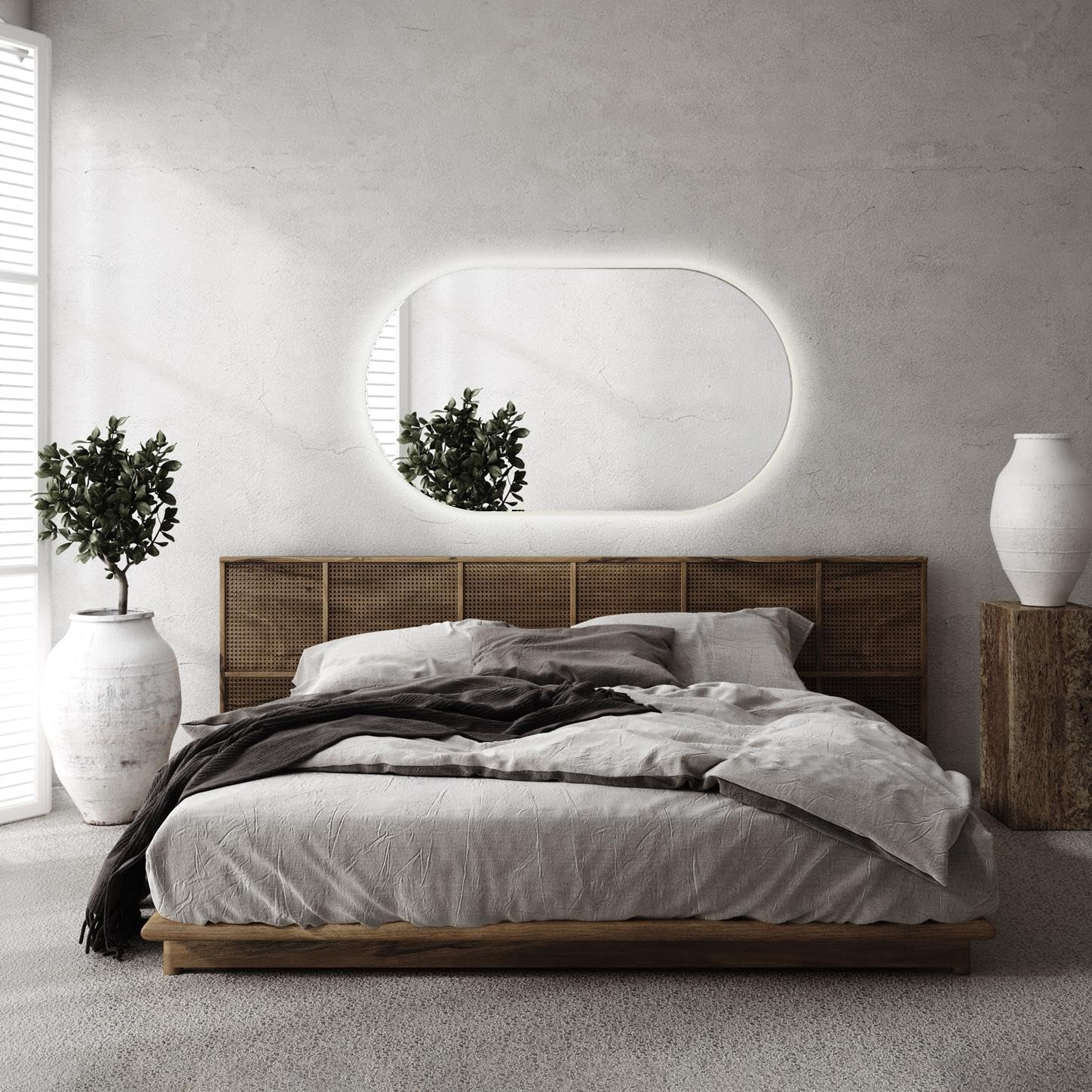 Specchio LED Ovale 46×80 cm da Parete Senza Cornice | Illuminazione Luce Calda 3000K | Specchio Moderno Minimal per Bagno, Camera, Ingresso e Zona Living