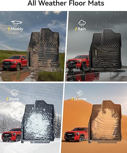 Miniatura 5 de 3W Alfombrillas compatibles con Toyota Tundra 2022-2023 revestimiento de piso de ajuste personalizado delantero y trasero juego completo de 2 filas