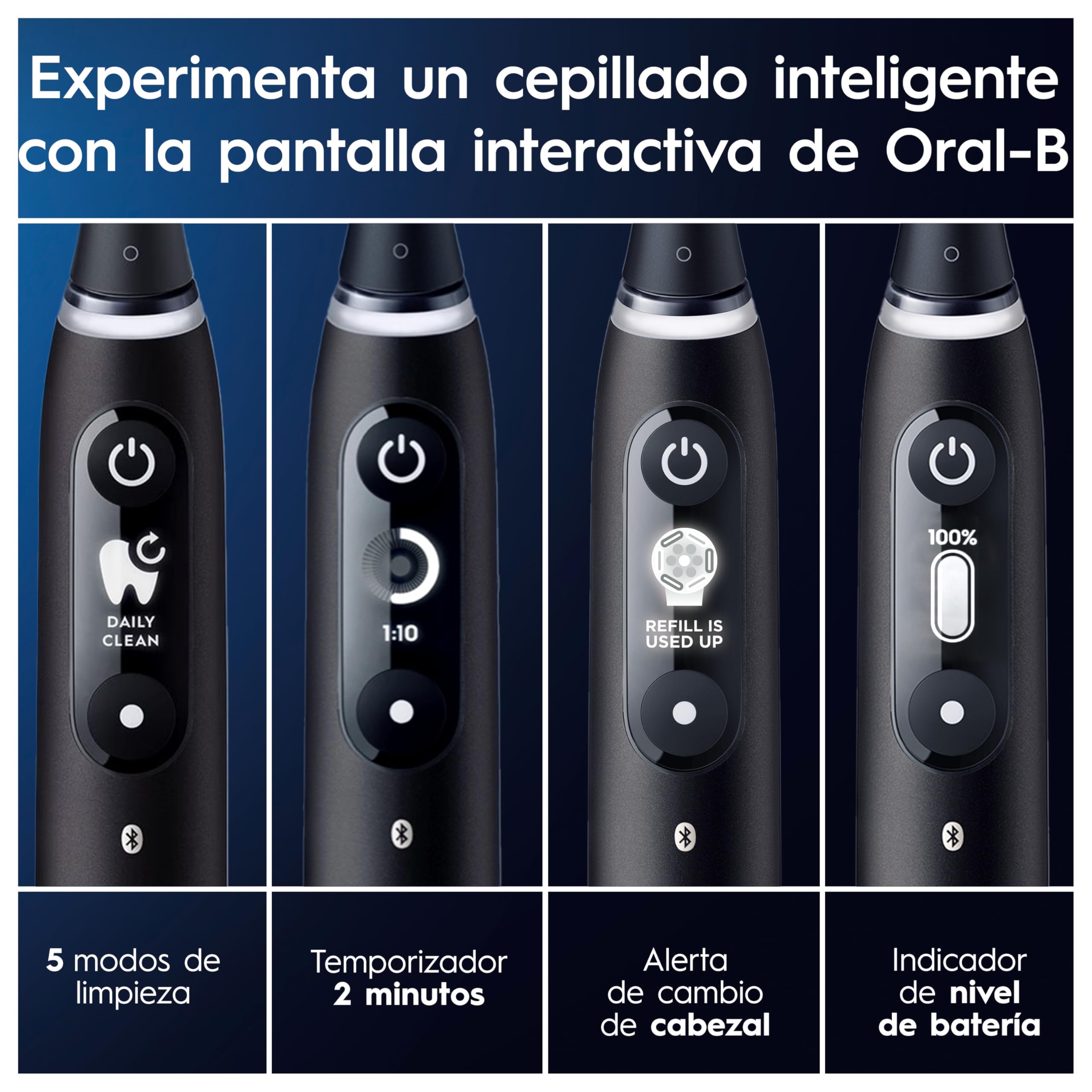 Oral-B iO 6N Cepillo de Dientes Eléctrico con 5 Cabezales, Negro | Cepillo Dental con Estuche de Viaje, Recambios Ultimate Clean, Portarrecambios, 5 Modos de Cepillado