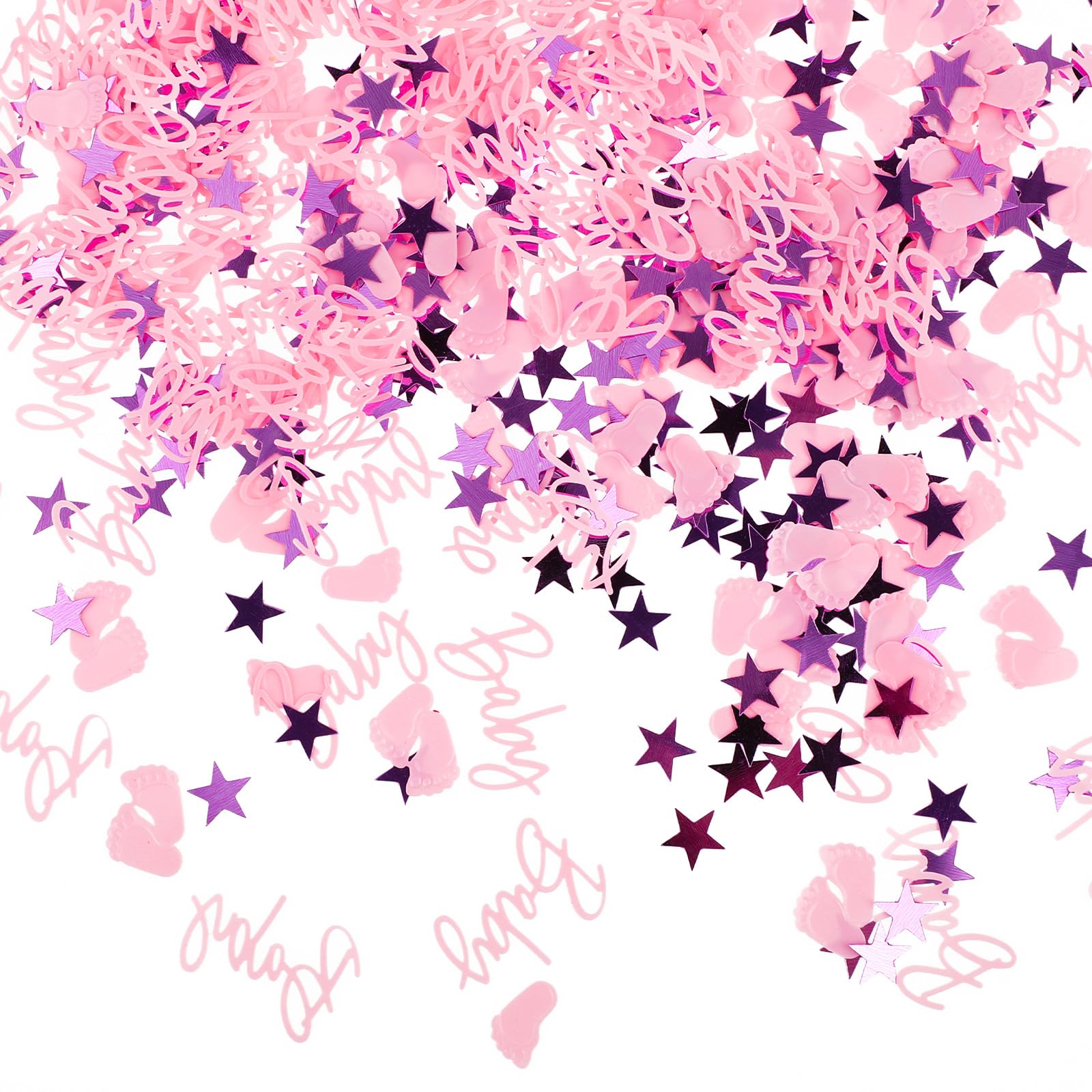 Abeillo 1000 Pieces Baby Shower Decorations Confetti - Pink Girl Party Table Scatter Confetti, Sprinkles Decor for Gender Reveal Supplies (Pink Feet) (Abeillo-543985)