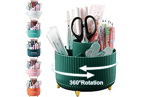 360-Degree Rotating Desk Organizer and Accessories: Pencil Holder for Desk in Dark Green