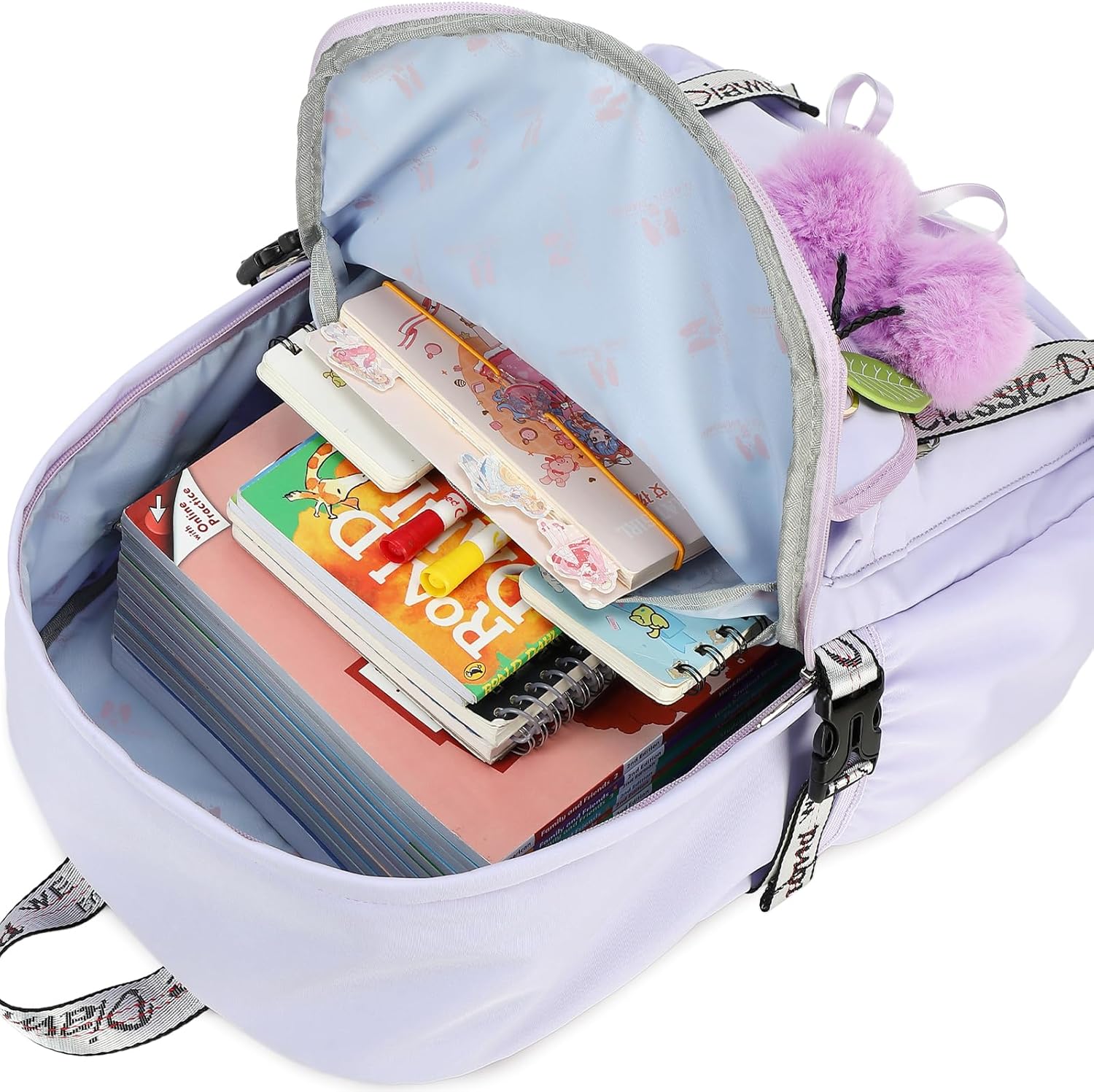 Spotted Tiger School Backpack for Girls Backpack with Lunch Box Backpacks for Teen Girl Backpacks School Bag Bookbag (Purple) - Image 5