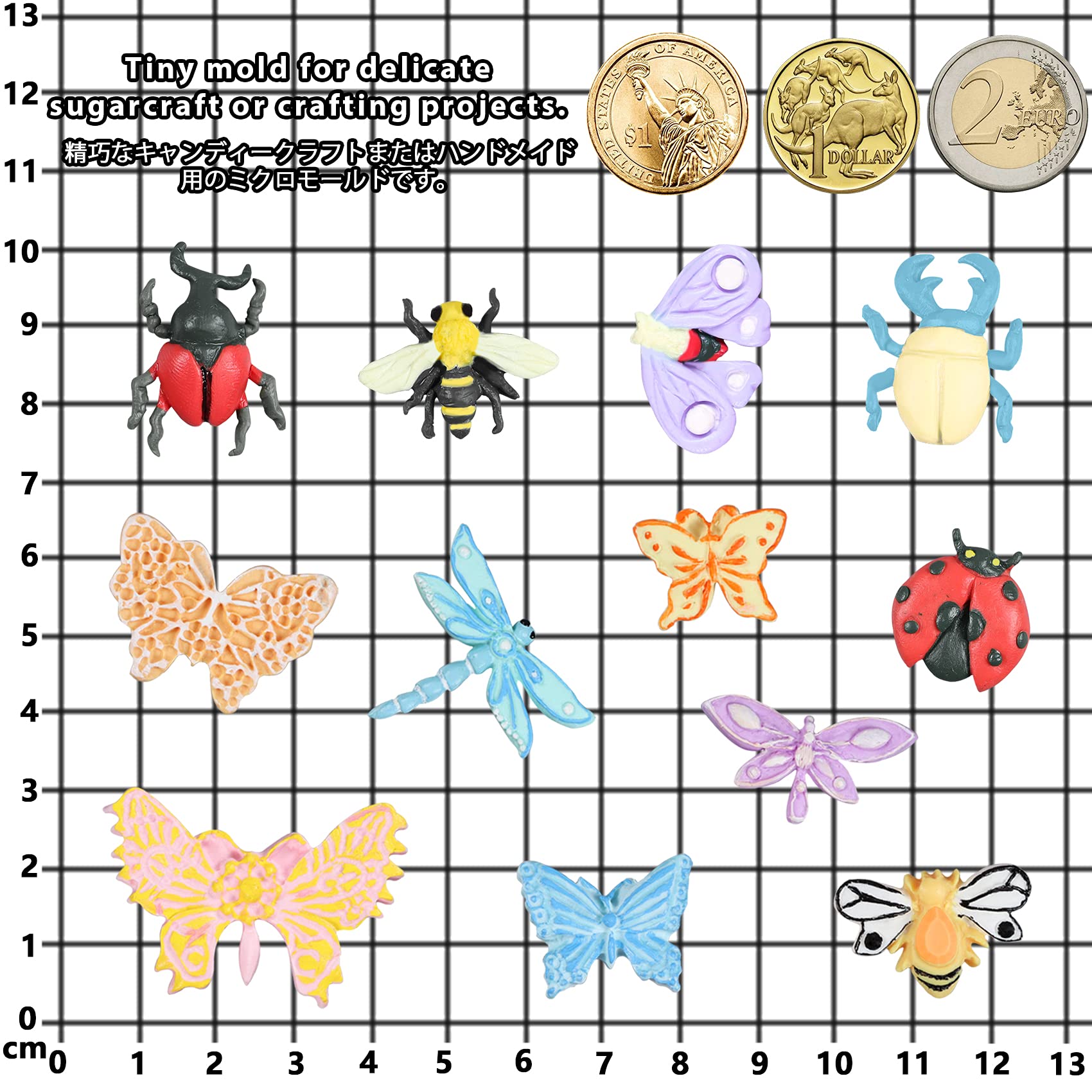 Musykrafties Insects Silicone Mould, Include Butterflies Dragonflies Bee Ladybug for Fondant Cake Decoration Cupcake Topper - Image 4