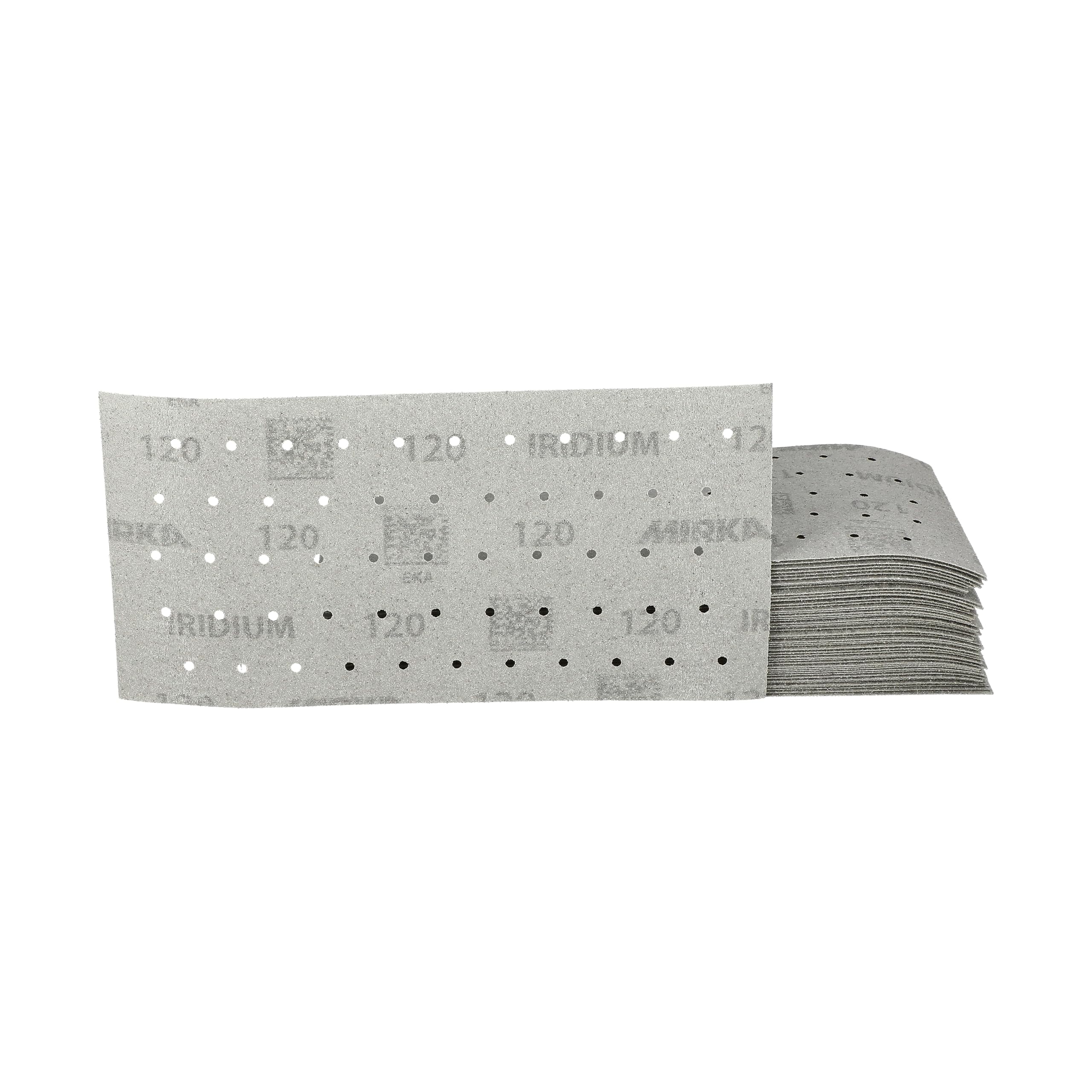 Mirka carta abrasiva Iridium 115x230mm a strappo 55 fori grana 120 | Per levigatura di vernice stucco fondo legno acciaio materiali minerali plastica carta abrasiva a strappo 55 fori grana 120