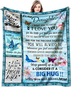Daughter Blanket from Mom, Daughter Gifts from Mom, Graduation Gifts for Daughter 2026, Birthday Gift for Daughters from Moms, to My Daughters Throw Blanket 60 x 50 inch