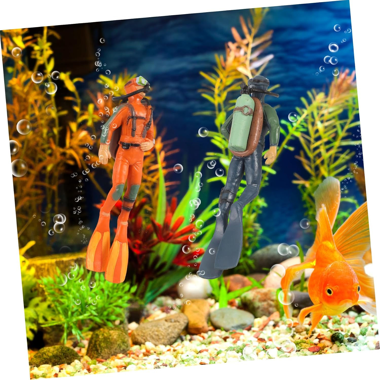 Sosoport 2Pcs Scuba Diver Figurines Plastic Scuba Diver People Figurines Underwater Mini Swimmers Figurines Action Figure Diorama Models Desktop Diver Ornaments DIY Sand Table Layout Models
