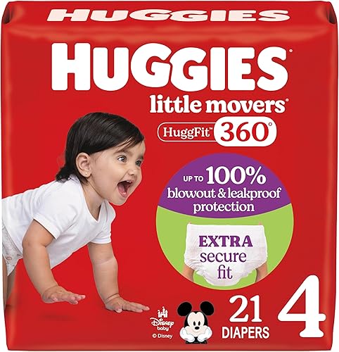 Miniatura 29 de Huggies Pañales para bebé tamaño 4, pañales Little Movers HuggFit de 360° con cintura de 360°, talla 4 (22-37 libras), 116 unidades, el embalaje