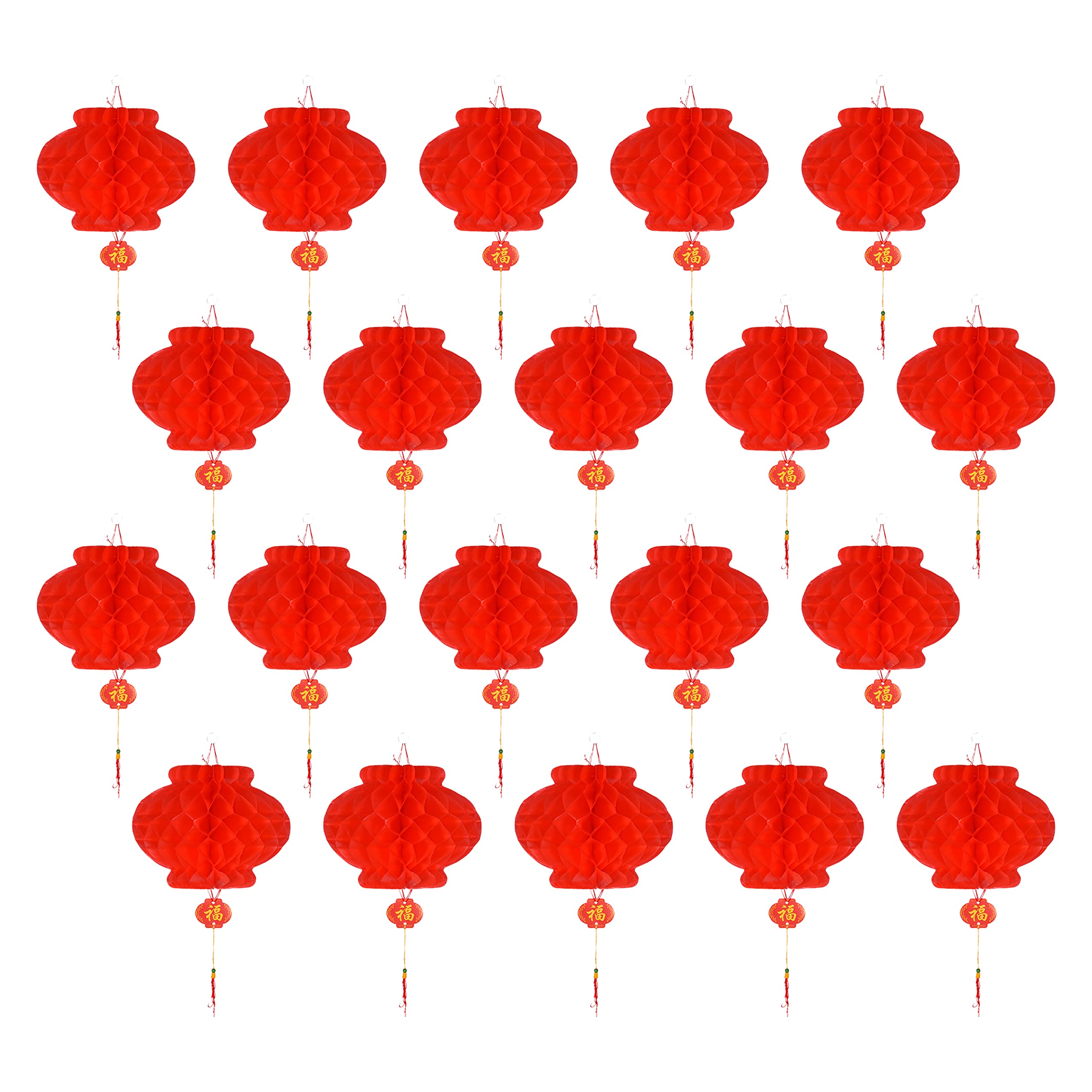 20PCS Chinese New Year Decoration 2022，Chinese Lanterns，Chinese Red Paper Lantern，Traditional Chinese Luna Year Decor for Spring Festival，2022 Year of The Tiger，Weddings,Symbol of Joy and Beauty