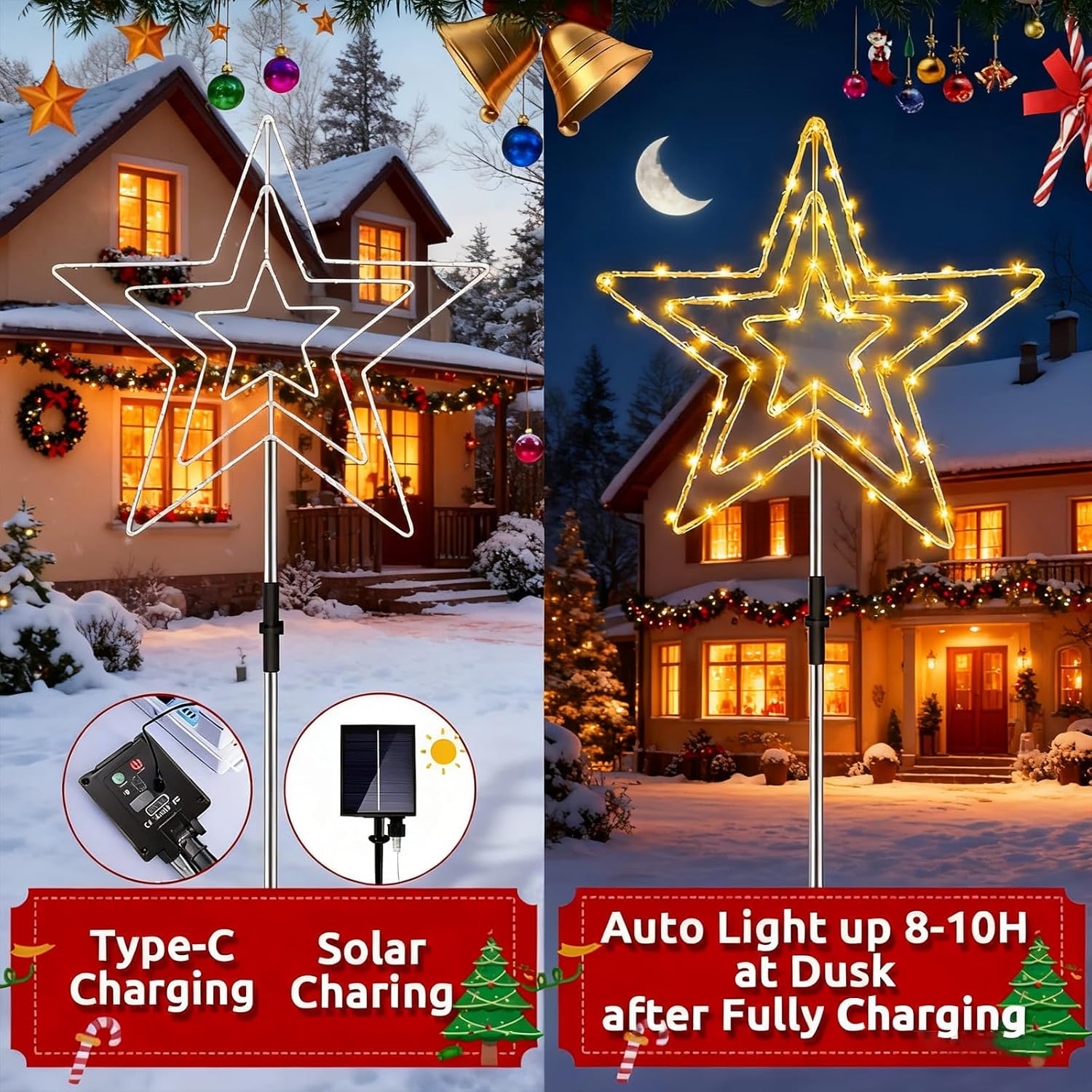 Detaily vianočného hviezdicového osvetlenia