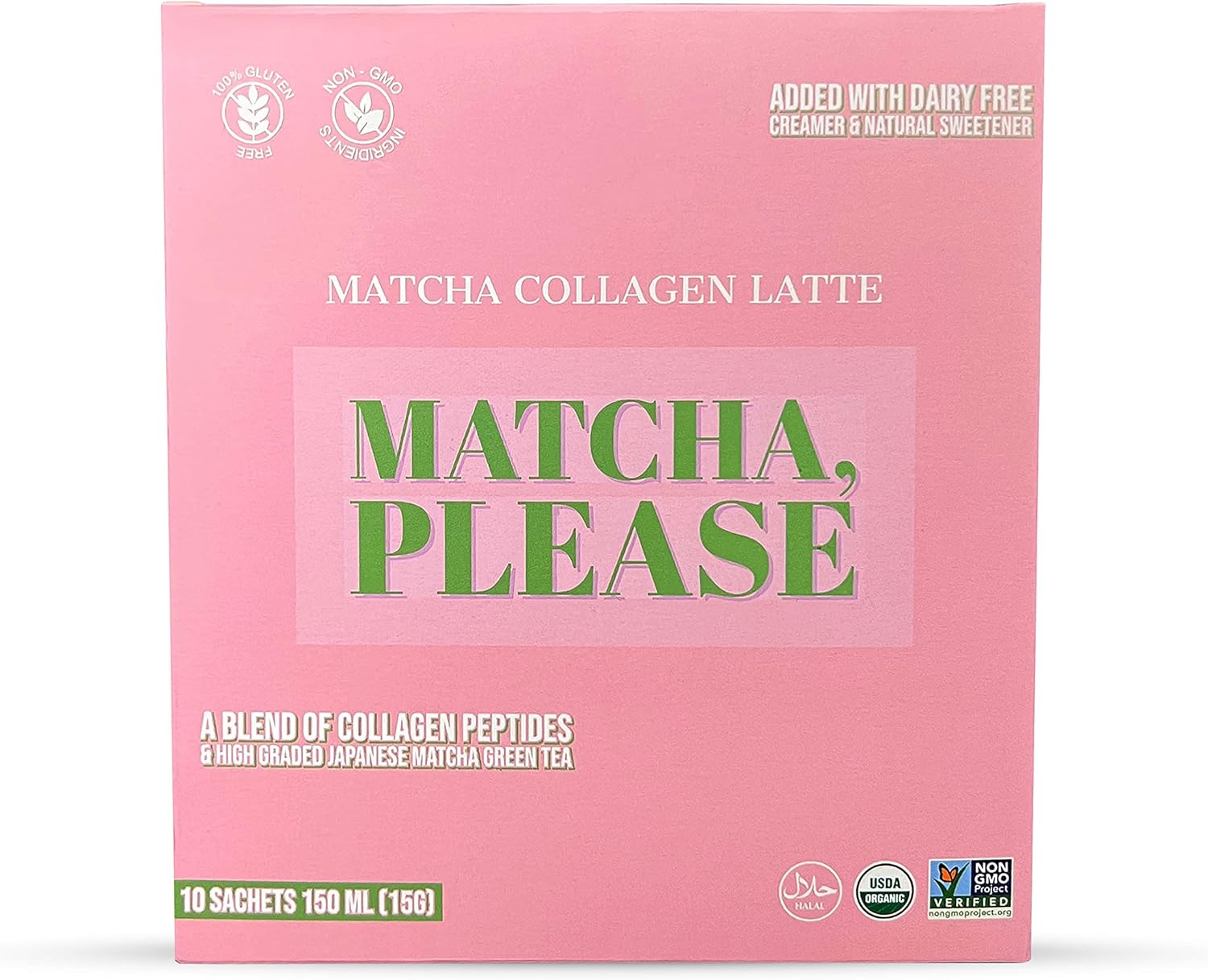 Matcha Please Matcha Collagen Peptides Powder DairyFree, Halal