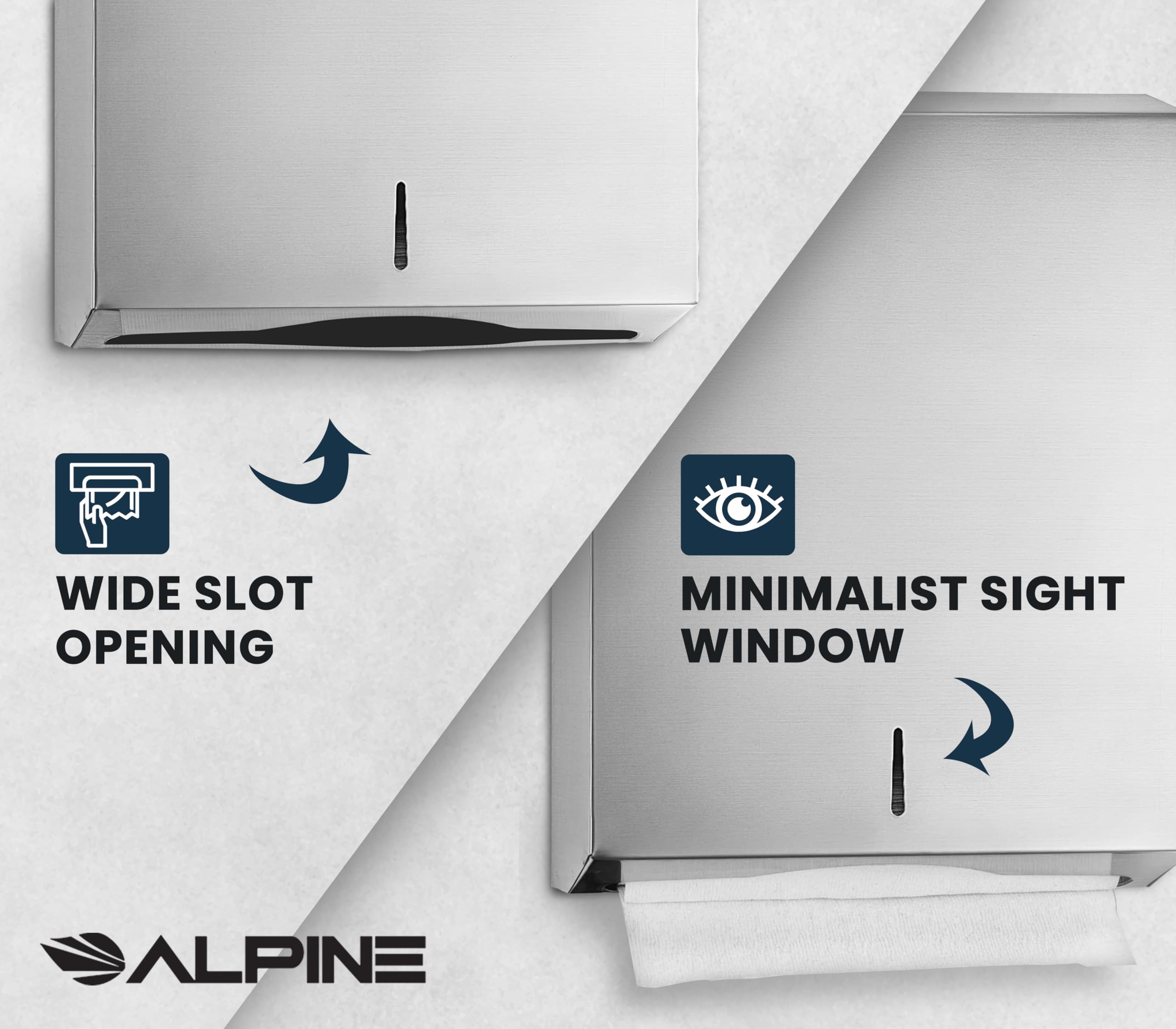 Alpine industrias C-fold/Multifold papel toalla dispensador – acero inoxidable cepillado – con capacidad para hasta 400 C-fold toallas de o 525 Multifold