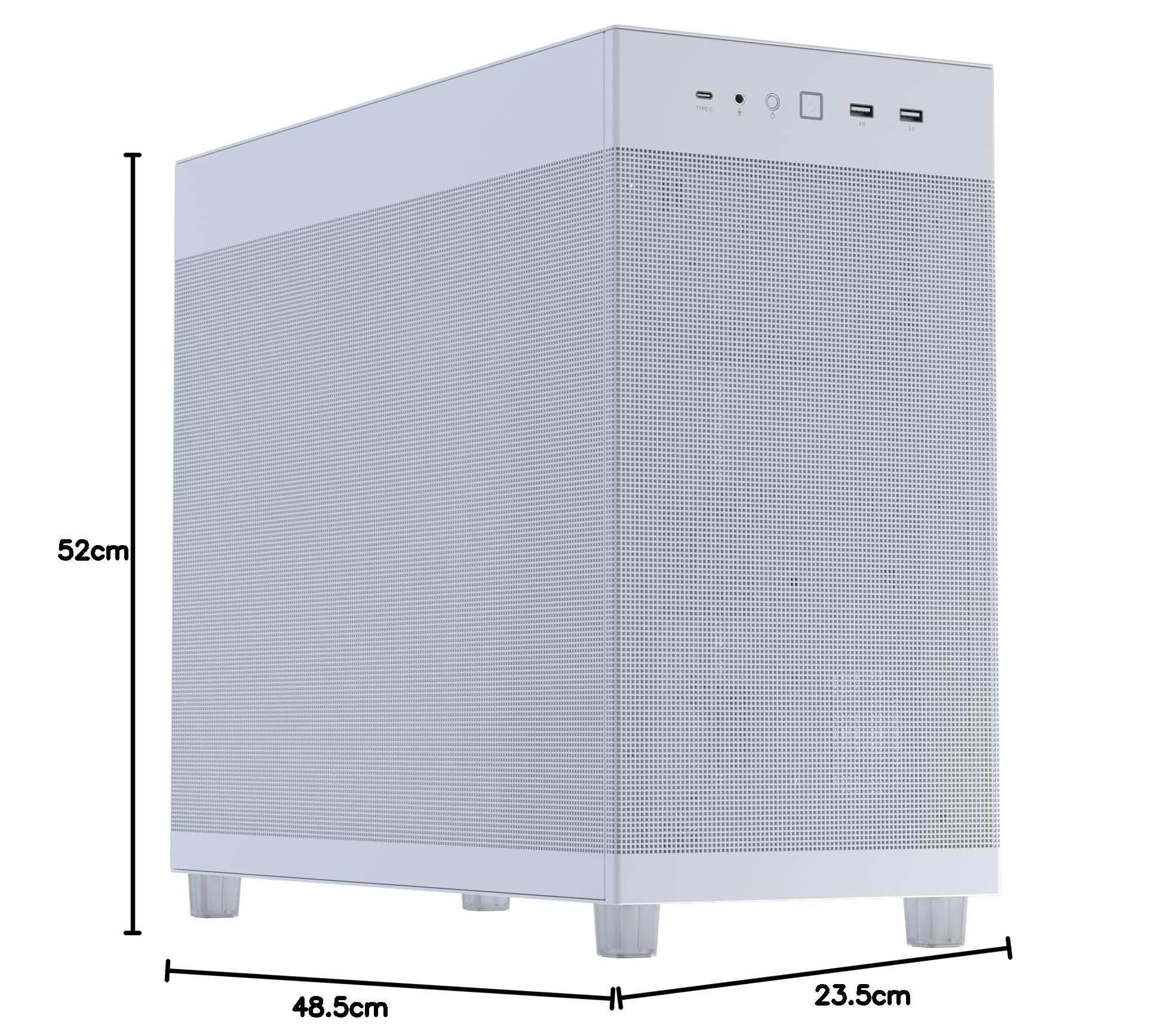 ASUS Prime AP303 Mesh (Blanc) – Boîtier PC Gaming ATX (4 litres, Prise en Charge de Carte Graphique et radiateur jusqu'à 360 mm, Panneau Avant USB 3.2 Gen 2 Type-C)