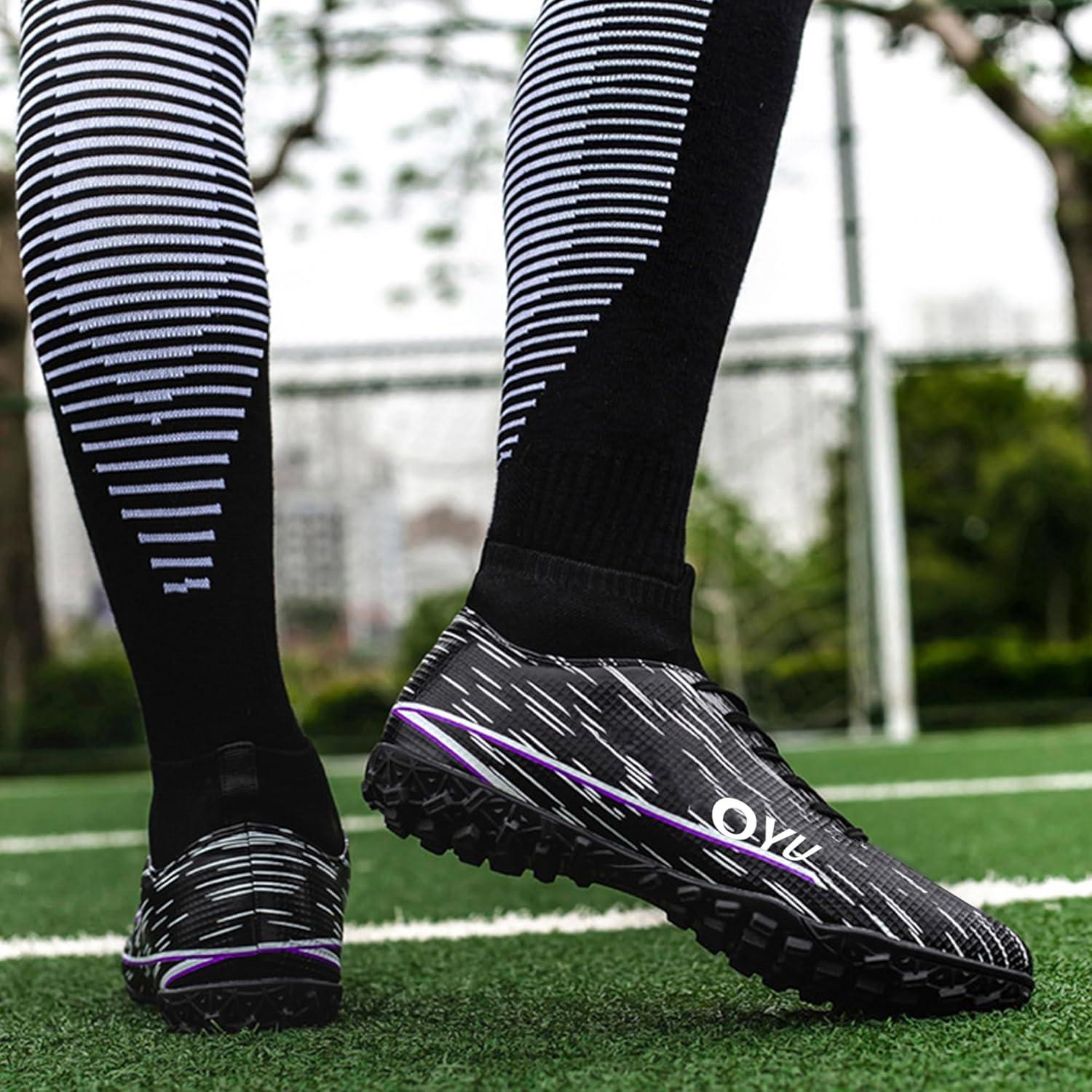 NISOCY Men’s Soccer Shoes Football Cleats High-Top Outdoor/Indoor Athletic Sneaker Lightweight TF AG Training Football Boots - Image 4