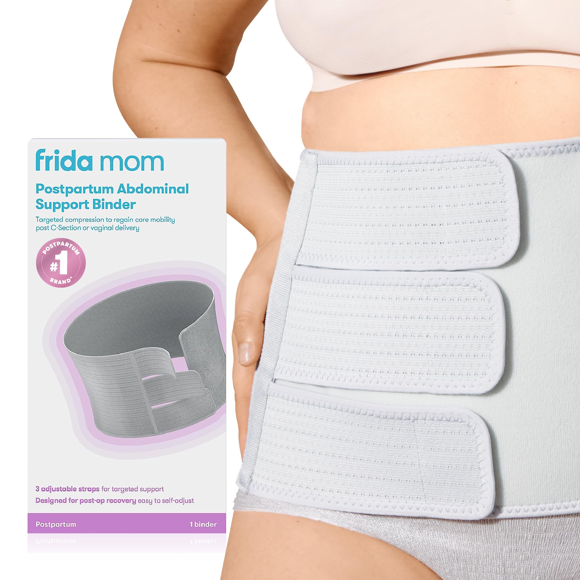 Frida Mom Belly Binder for Natural & C-Section Postpartum Recovery, 9" High One Size