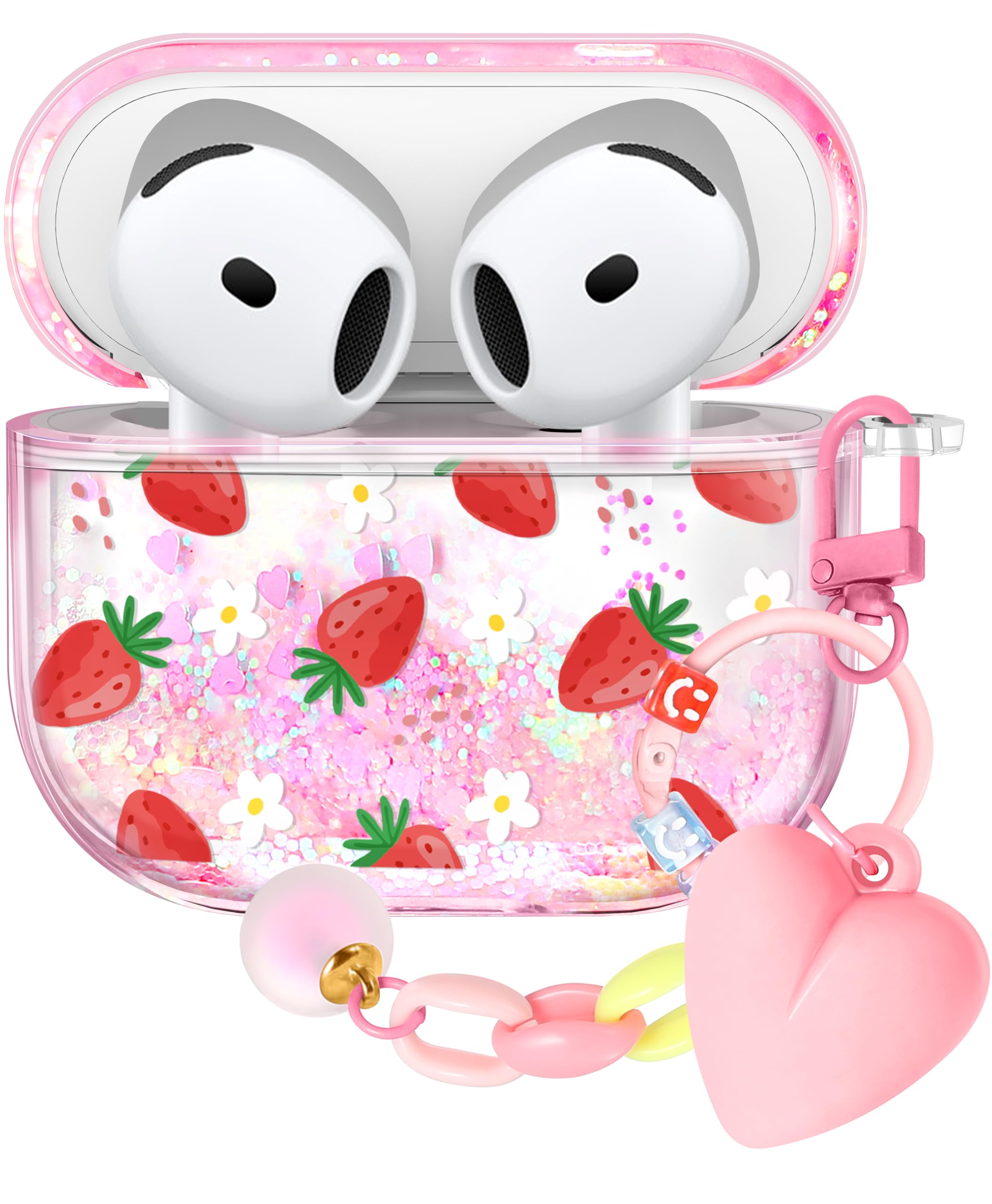 Kokaaee for Apple for Airpods 4 Case 2024 - Quicksand Liquid Adorable Lovely Cute Kawaii Mujer Girl Women Sparkling Sparkle Glitter Bling Sparkly