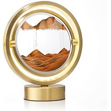 Auraglow Sandscape Touch Lamp Gold, 3D Moving Sand Art with Light | 360 rotation dimmable ring glow, adjustable color temperature, relaxing desk and bedside ornament, metal frame