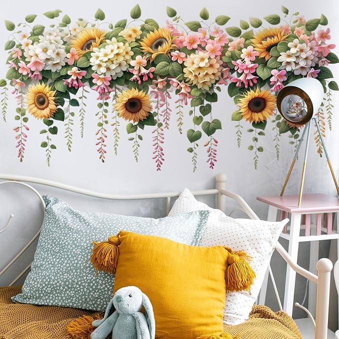 Vinilo Decorativo Floral Amarillo para Pared 30x60cm miniatura 8