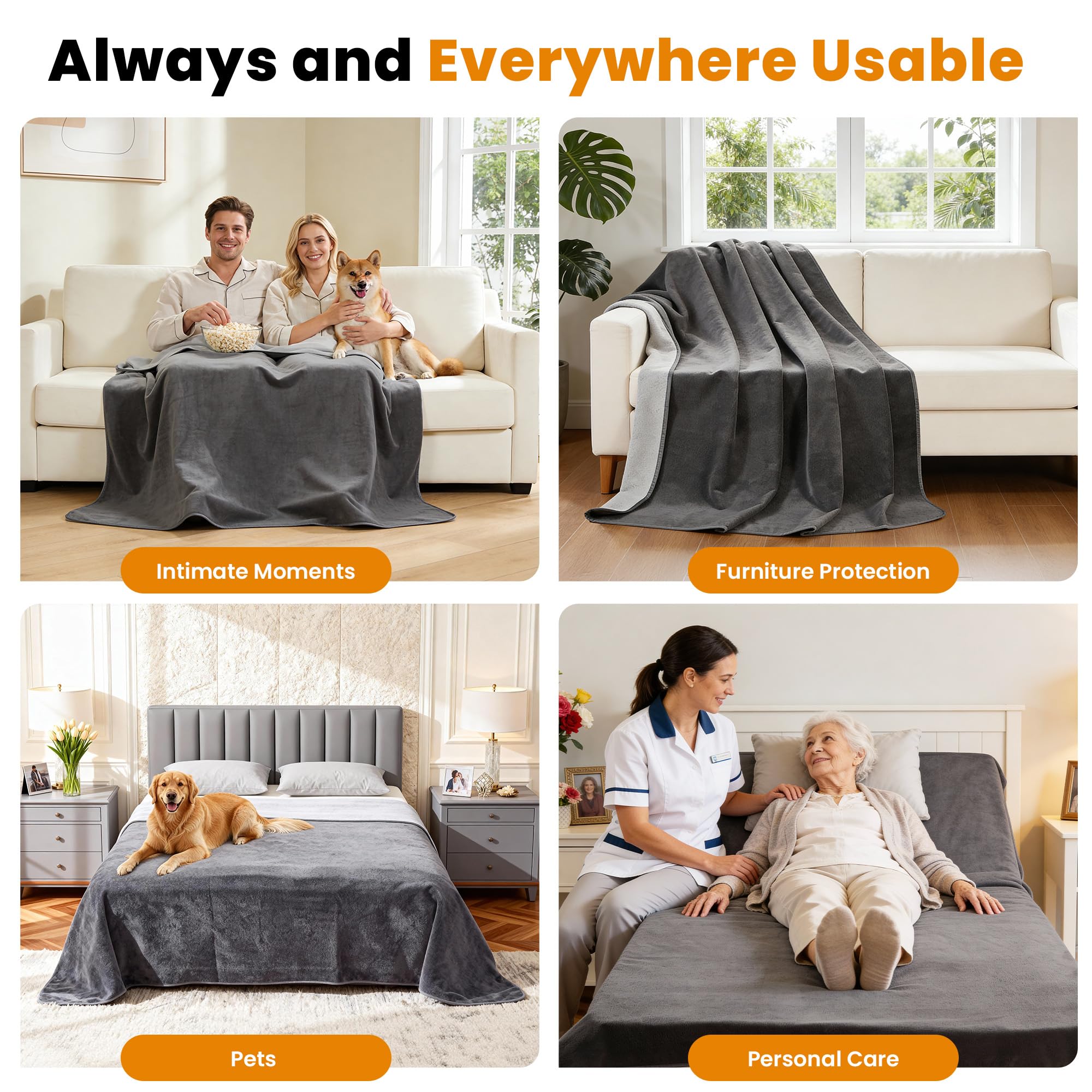 wasserdichte Decke 152x203cm - Kuschelige Liebesdecke für Sofa, Couch und Bett mit 3-Schicht Nassschutz, schützt vor Feuchtigkeit und Flecken, beidseitig nutzbar für Paare und Haustiere