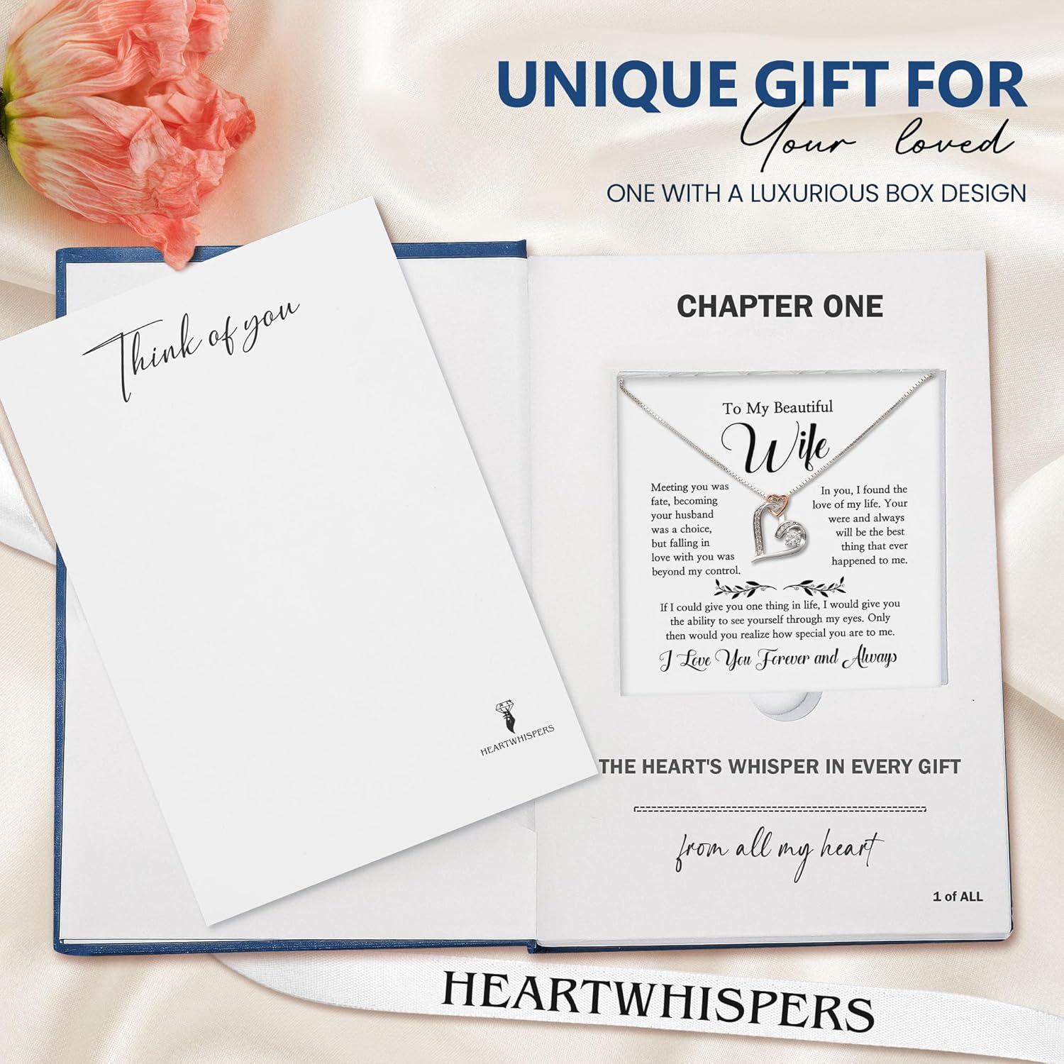 HEARTWHIPERS Wife Necklace from Husband - Romantic Anniversary Necklace Gifts for Wife, Soulmate Gifts for Her, Forever Love Necklaces with Message Card, 925 Sterling Silver Jewelry - Image 4