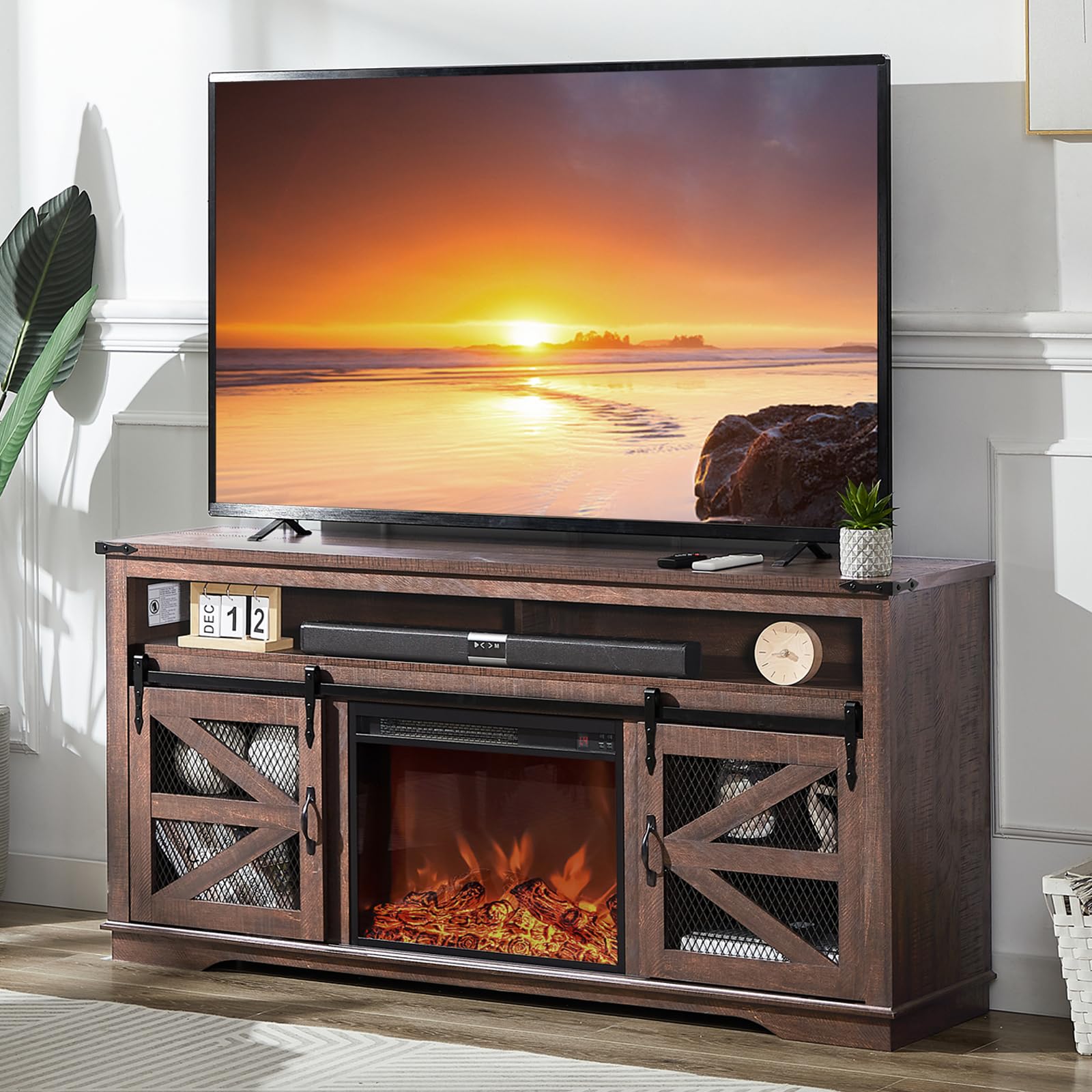 Buy Okvnbjk Fireplace TV Stand, 65 Inch TV Stand with 23" Electric