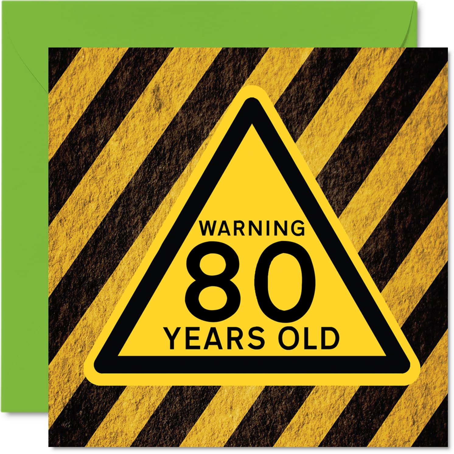 Fun 80th Birthday Cards for Men Women - Warning - Happy Birthday Card for Dad Mum Great Grandad Grandpa Nanny Grandma Gran Uncle Auntie, 145mm Funny Humour Joke Greeting Cards