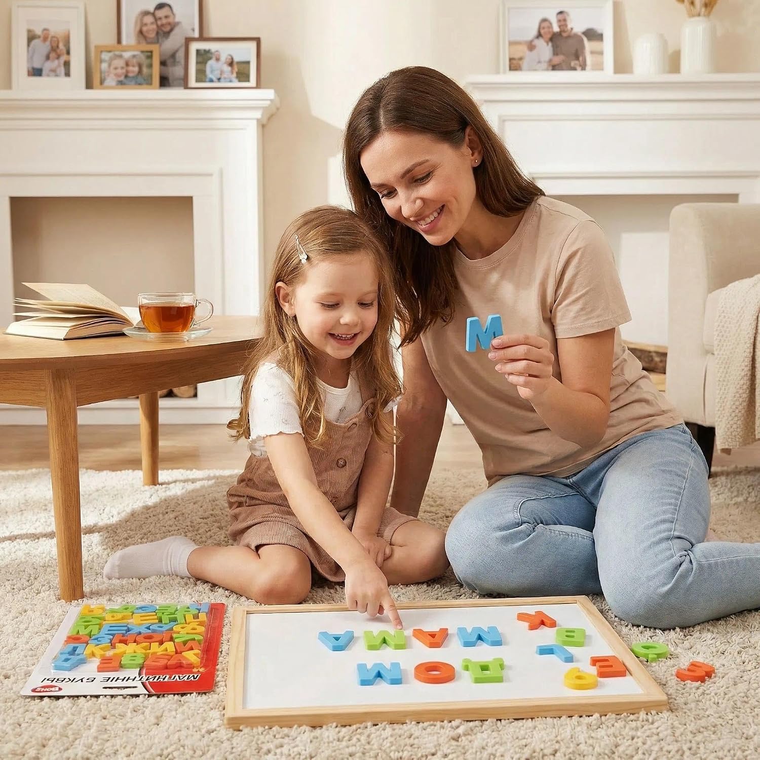 Magnetic Letters for Fridge, 66-Piece Russian Alphabet for Kids | Two complete 33-letter sets; four vivid colors; sturdy plastic; strong hold on whiteboards, easels and metal; word building