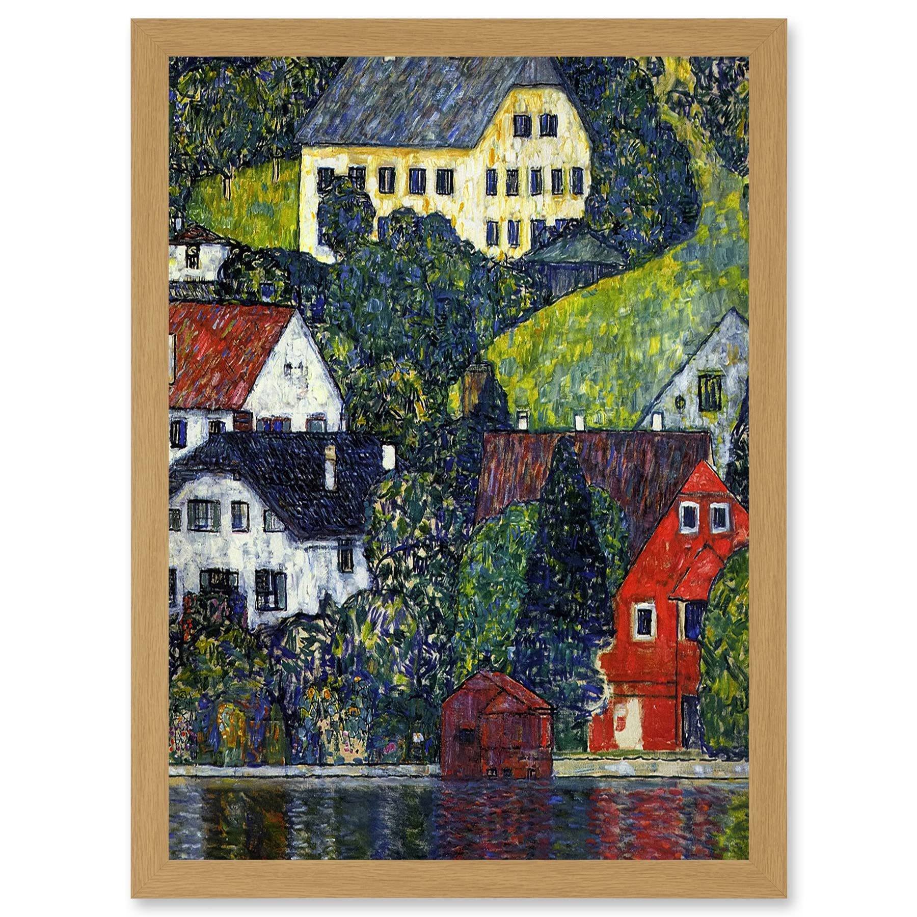Wee Blue Coo Klimt Church In Unterach On Attersee Painting Artwork Framed Wall Art Print A4