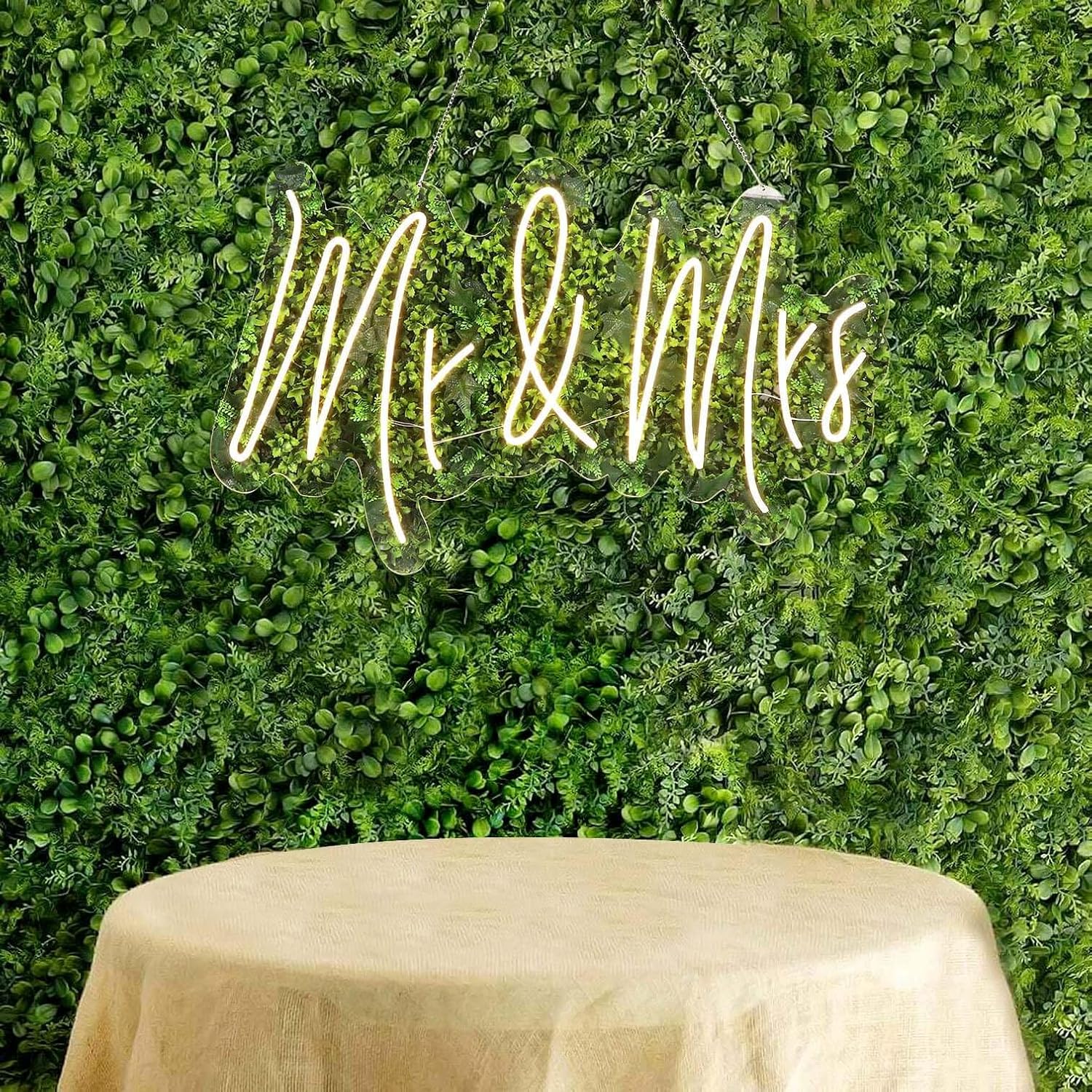 Efavormart 33" Mr & Mrs Neon Light Sign, Warm White LED Reusable Wall Decor with 5ft Hanging Chain for Wedding Reception & Anniversary Party
