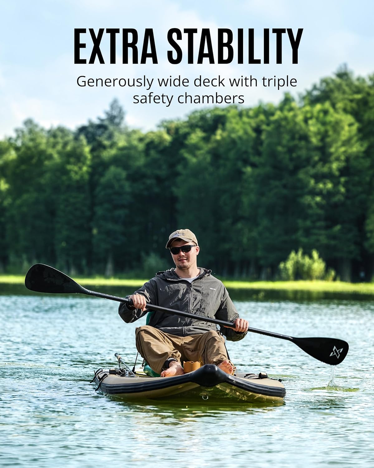 ZLX 11'6''x42'' Extra Wide Inflatable Fishing Paddle Board for Adults- Stable Non-Slip Deck Pad, Dual Reinforced Sides & Quiet Glide, 400lb Capacity SUP, Rod Mount, Camera Mount