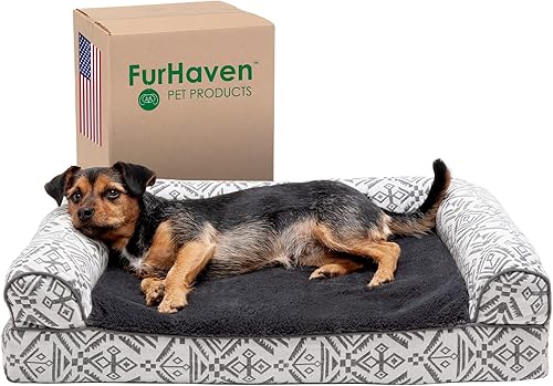 Furhaven Pet - Sillón de espuma ortopédica tipo sofá tradicional de sala, cama para perros y gatos; múltiples estilos, tamaños y colores Medallón